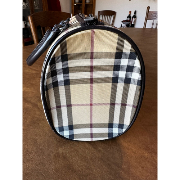 Burberry Beige Brown Plaid Coated Canvas & Leather Satchel - Picture 6 of 14